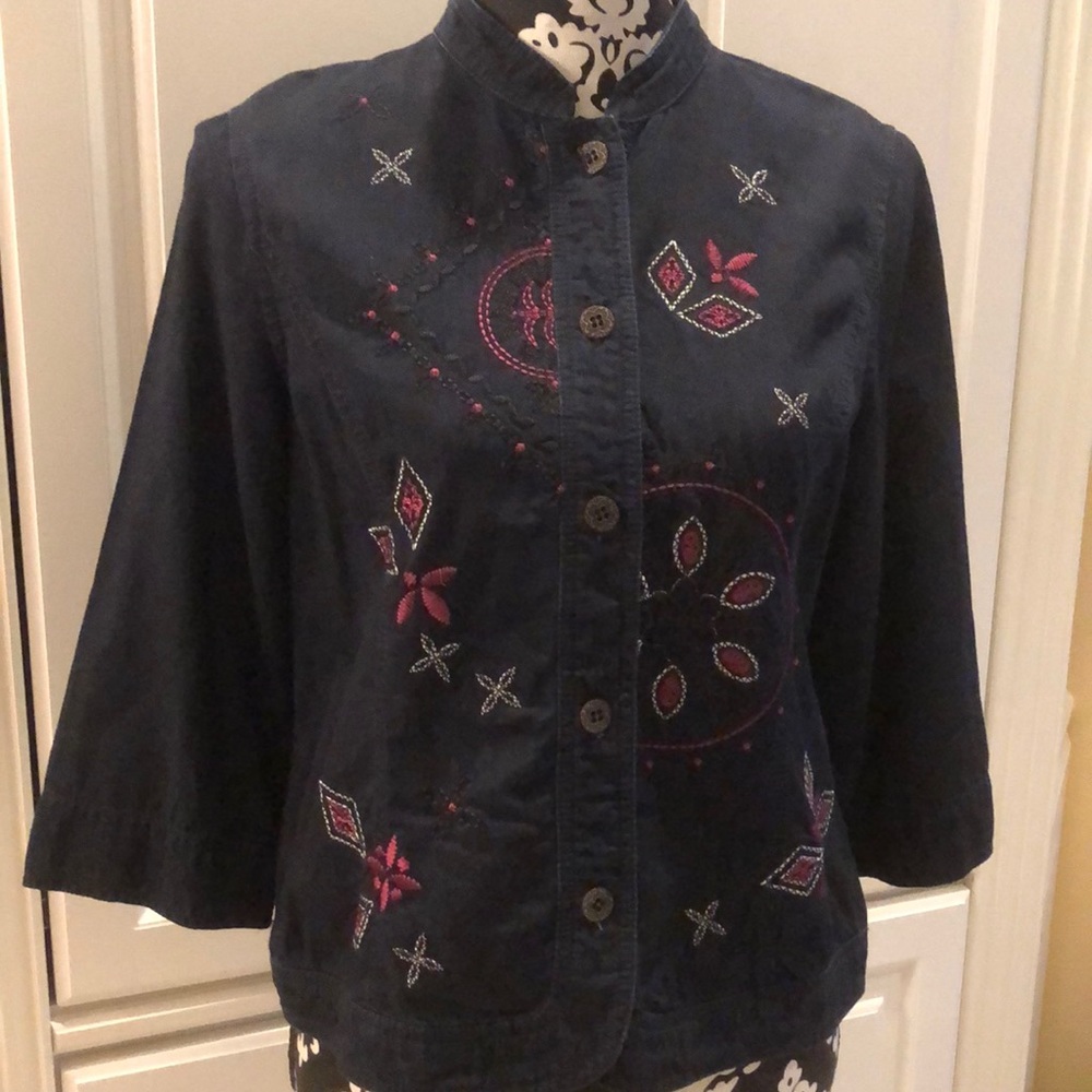 2-pc City Blues by Koret Embroidered military style Jacket & Cropped Pants Set
